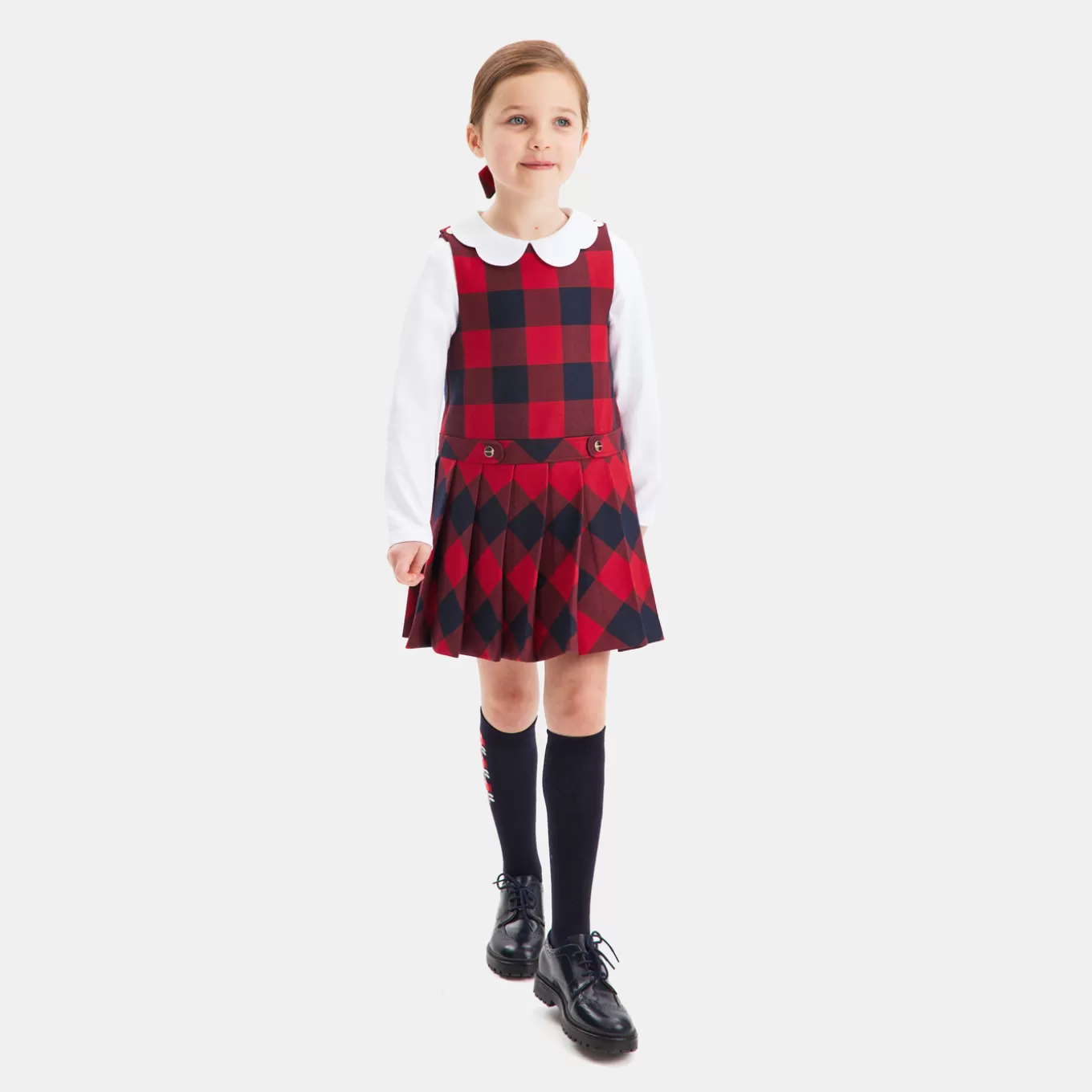 Sale Jacadi Mädchen-Trägerkleid aus Flanell MARINEBLAU/ROT