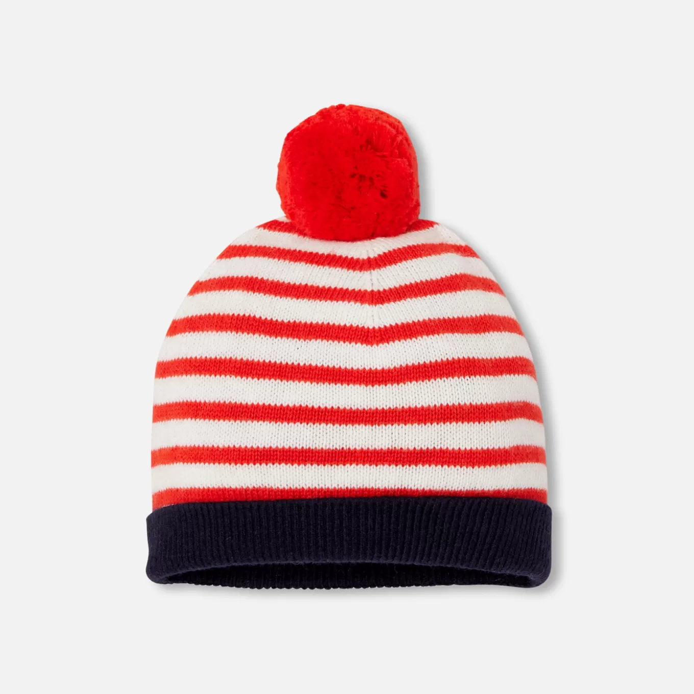 Fashion Jacadi Mütze mit Pompon für Baby Jungen WEISS/ROT