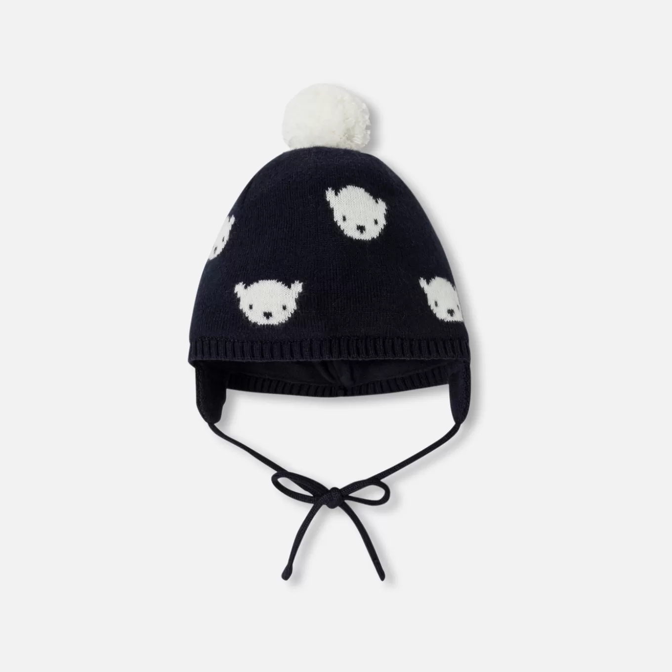 Clearance Jacadi Mütze mit Pompon für Baby Jungen MARINEBLAU/WEISS