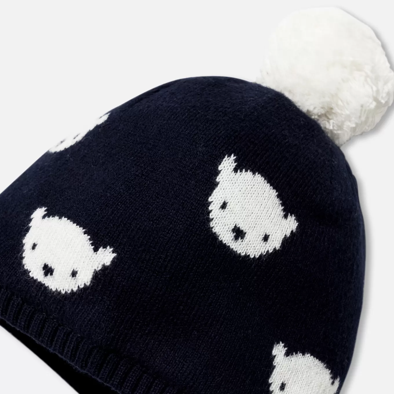 Clearance Jacadi Mütze mit Pompon für Baby Jungen MARINEBLAU/WEISS