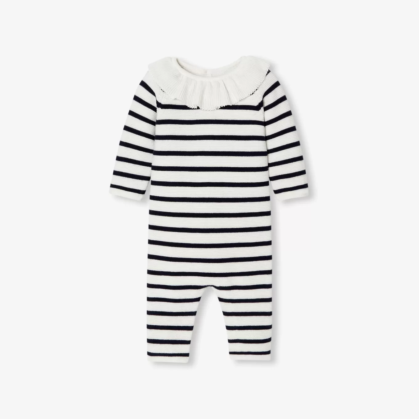 Store Jacadi Overall aus Krausstrick für Baby Mädchen MARINEBLAU/WEISS