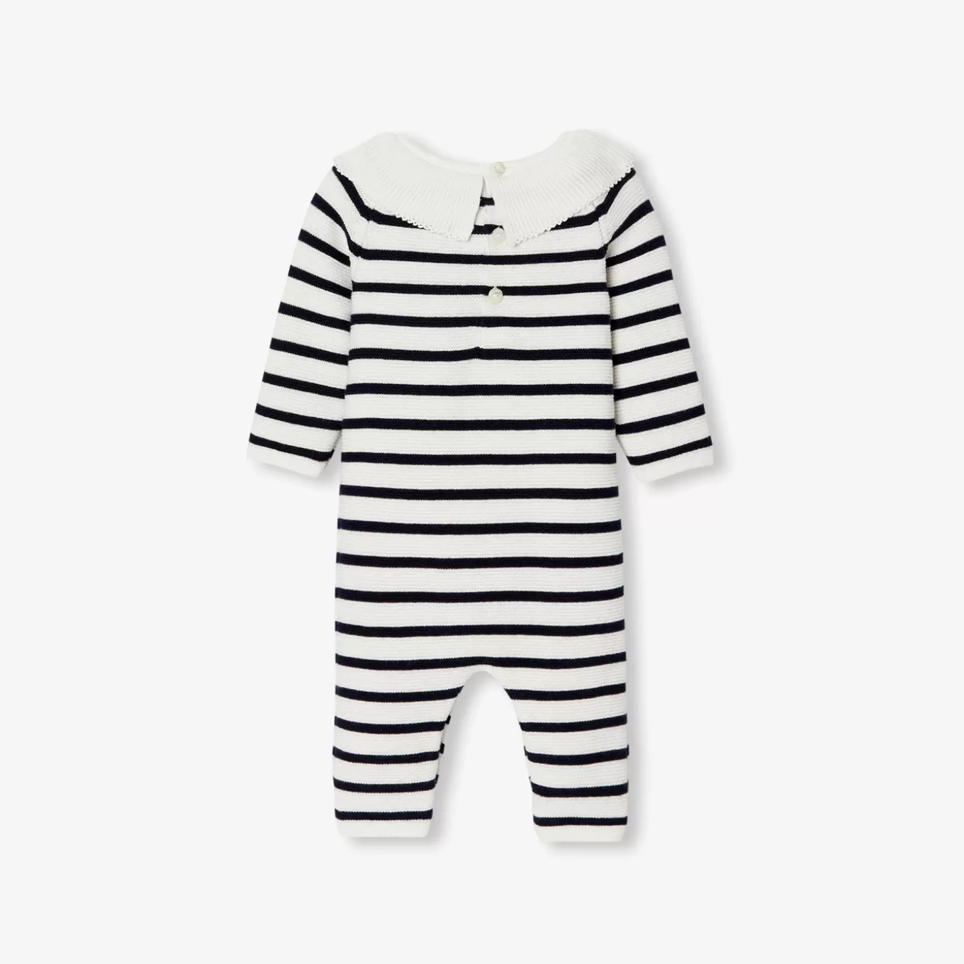 Store Jacadi Overall aus Krausstrick für Baby Mädchen MARINEBLAU/WEISS