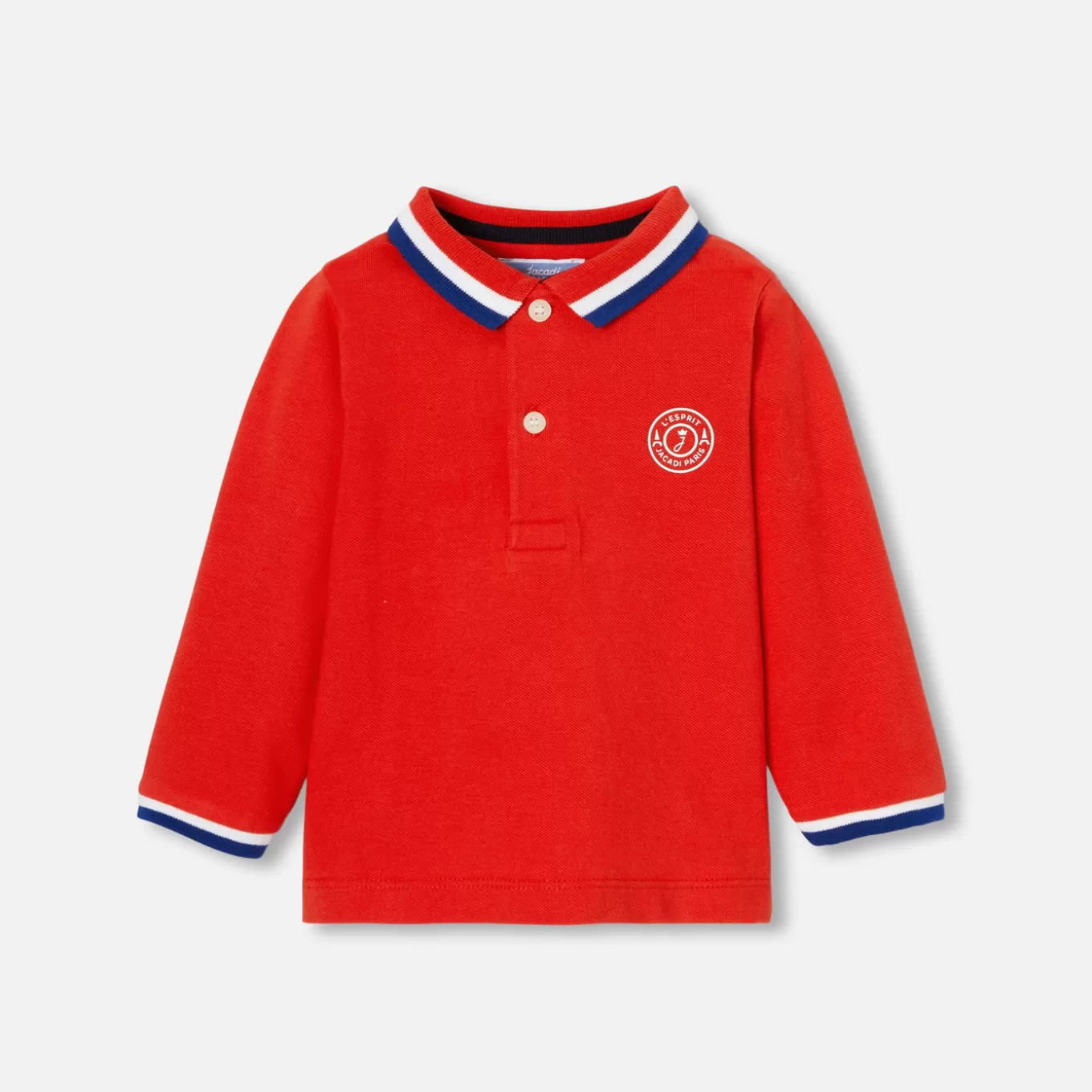 Best Sale Jacadi Poloshirt mit langen Ärmeln Kleinkind Junge LEBENDIGES ROT