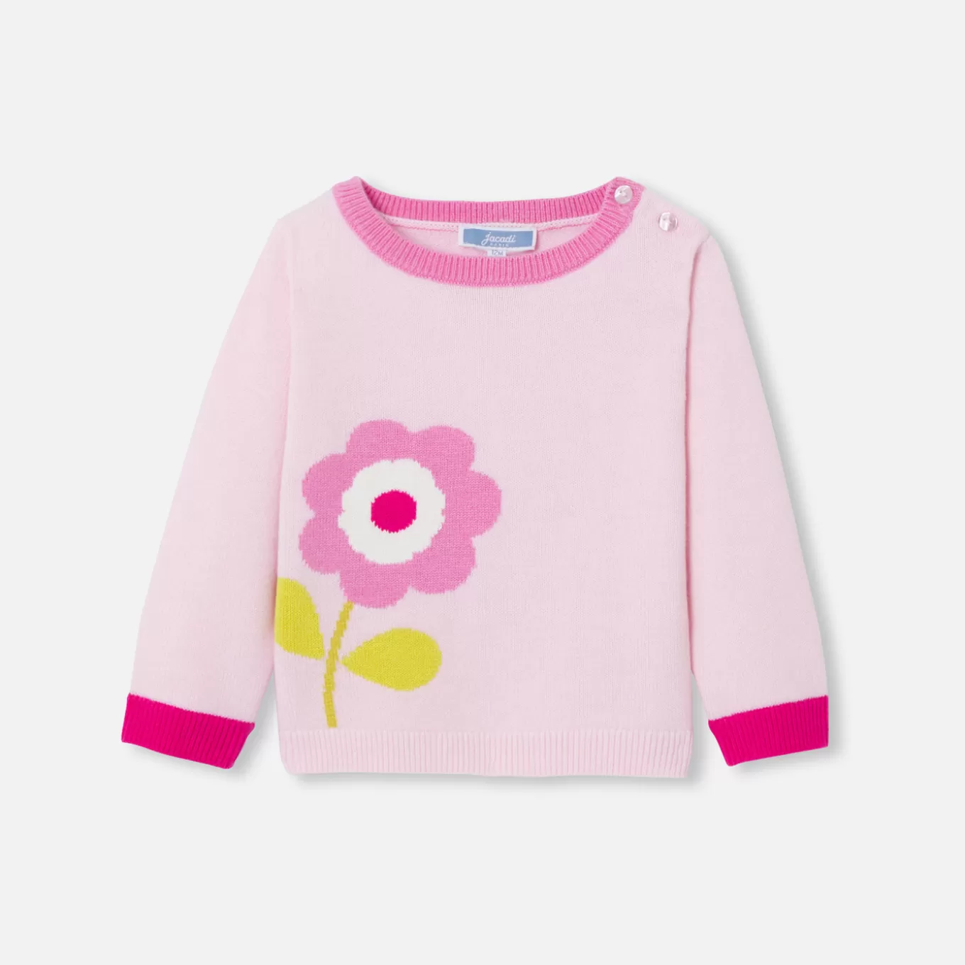 Best Sale Jacadi Pullover mit Blumen-Intarsie Kleinkind Mädchen ROSA PUDER JACADI