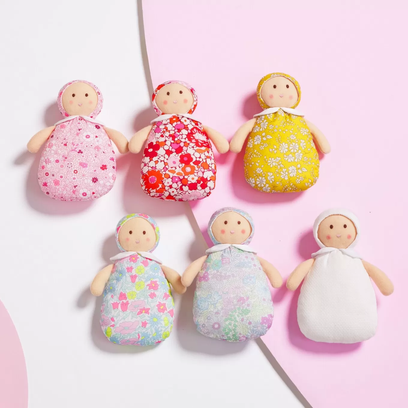 Fashion Jacadi Puppe Josephine aus Liberty-Stoff WEISS/MEHRFARBIG