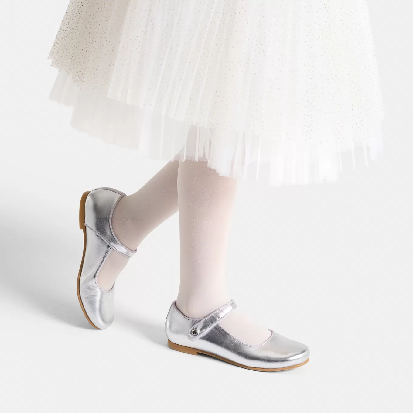 Store Jacadi Riemchenschuhe für Mädchen aus Glacéleder SILBER