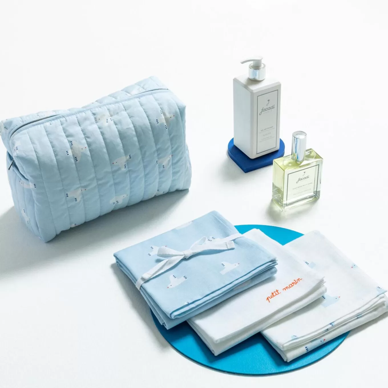 Fashion Jacadi Set mit 3 Mulltüchern WEISS/BLAU