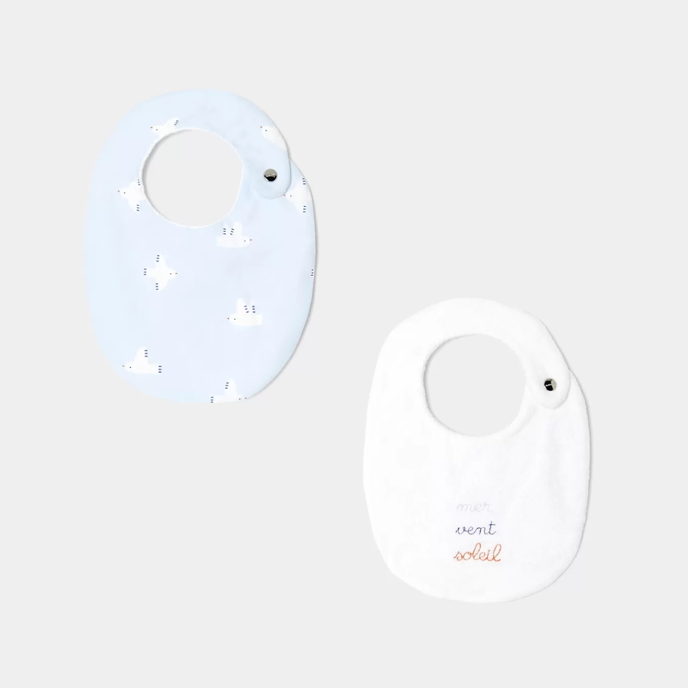 Clearance Jacadi Set von Baby-Lätzchen WEISS/BLAU