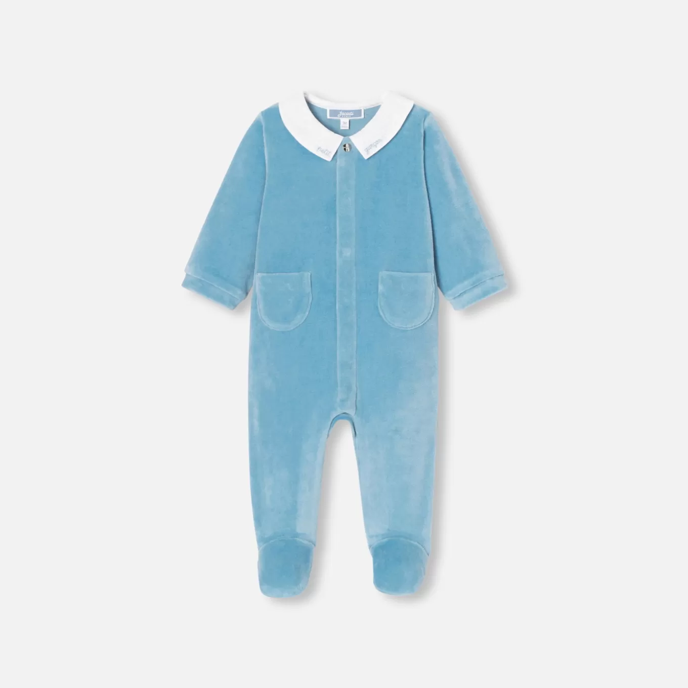 Cheap Jacadi Strampler aus Samt für Baby Jungen WASSERBLAU