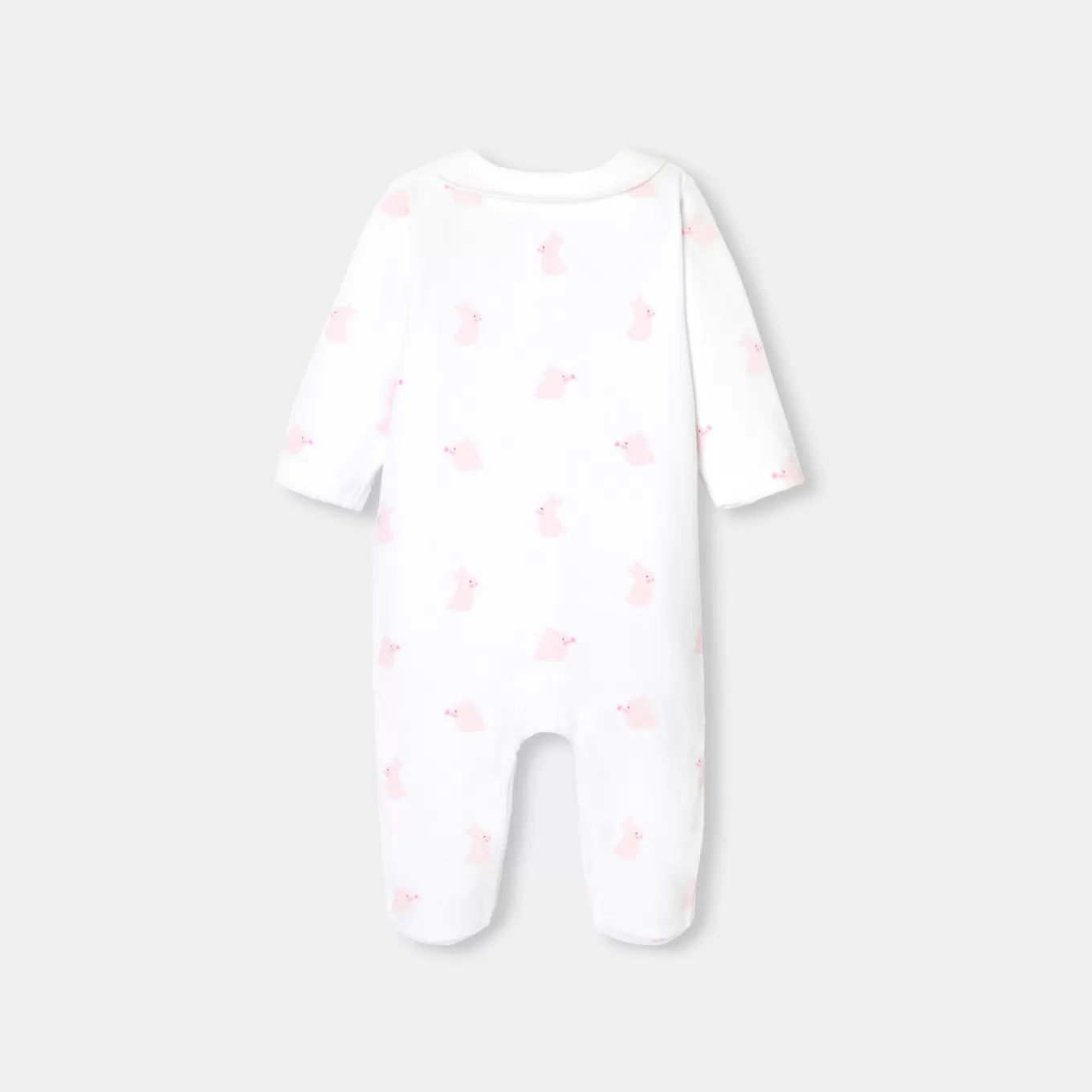 Best Jacadi Strampler aus Samt für Baby Mädchen mit Kaninchenmotiv WEISS/ROSA