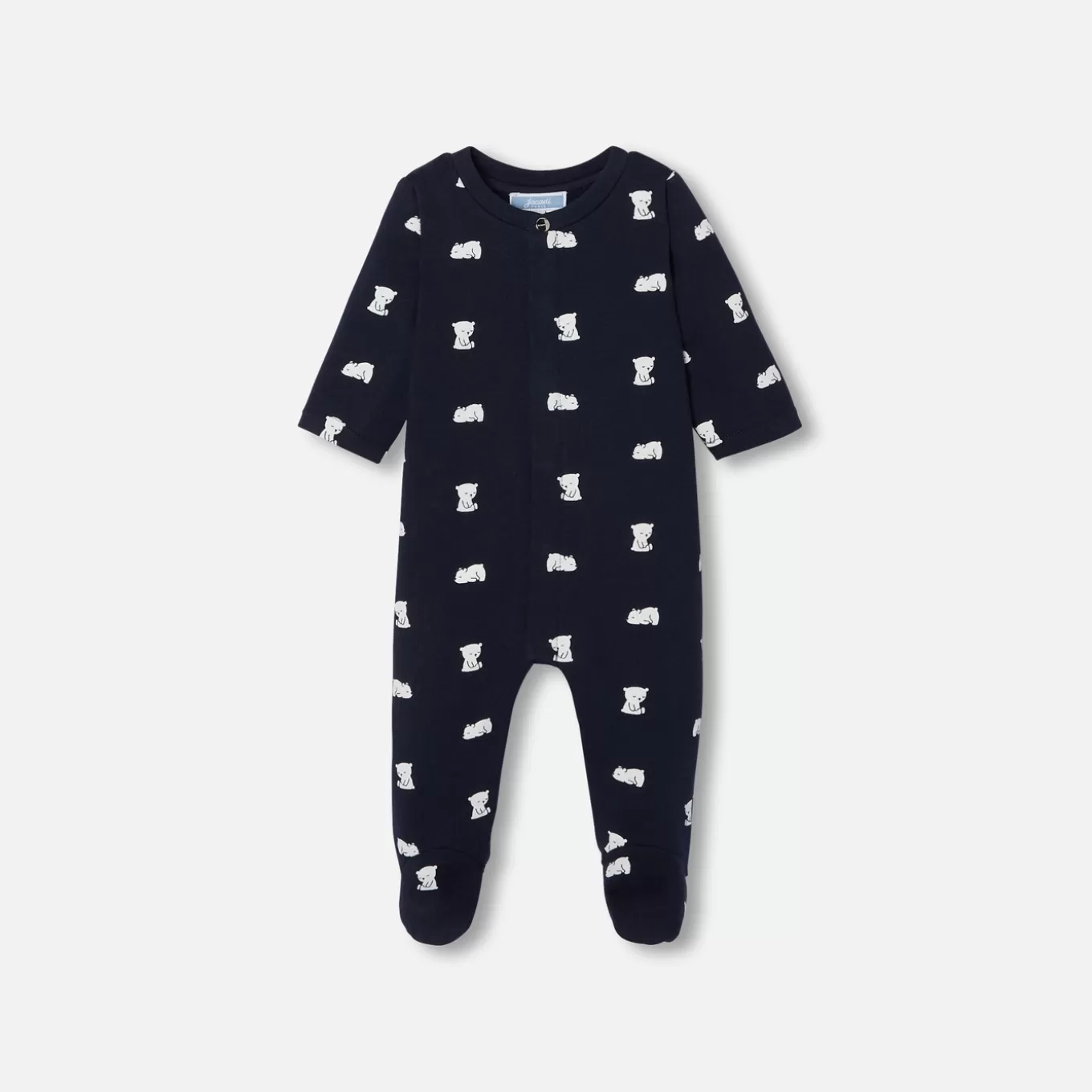 New Jacadi Strampler für Babys aus Molton MARINEBLAU/ECRU