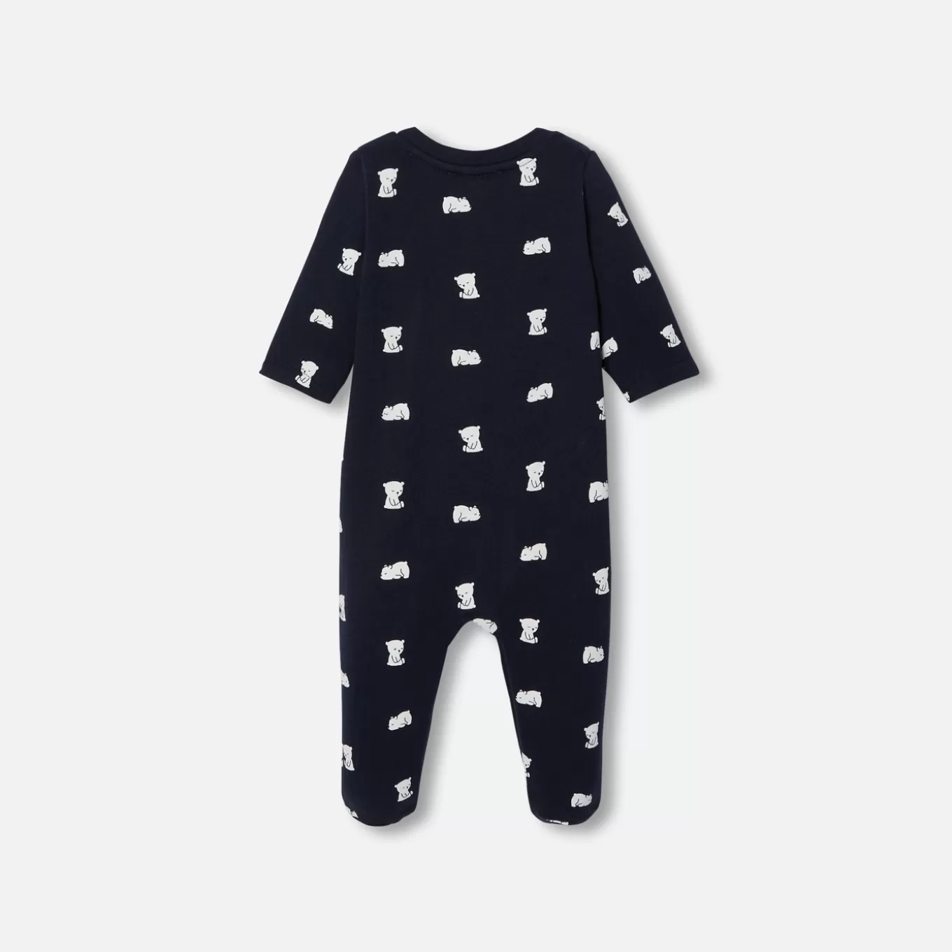 New Jacadi Strampler für Babys aus Molton MARINEBLAU/ECRU