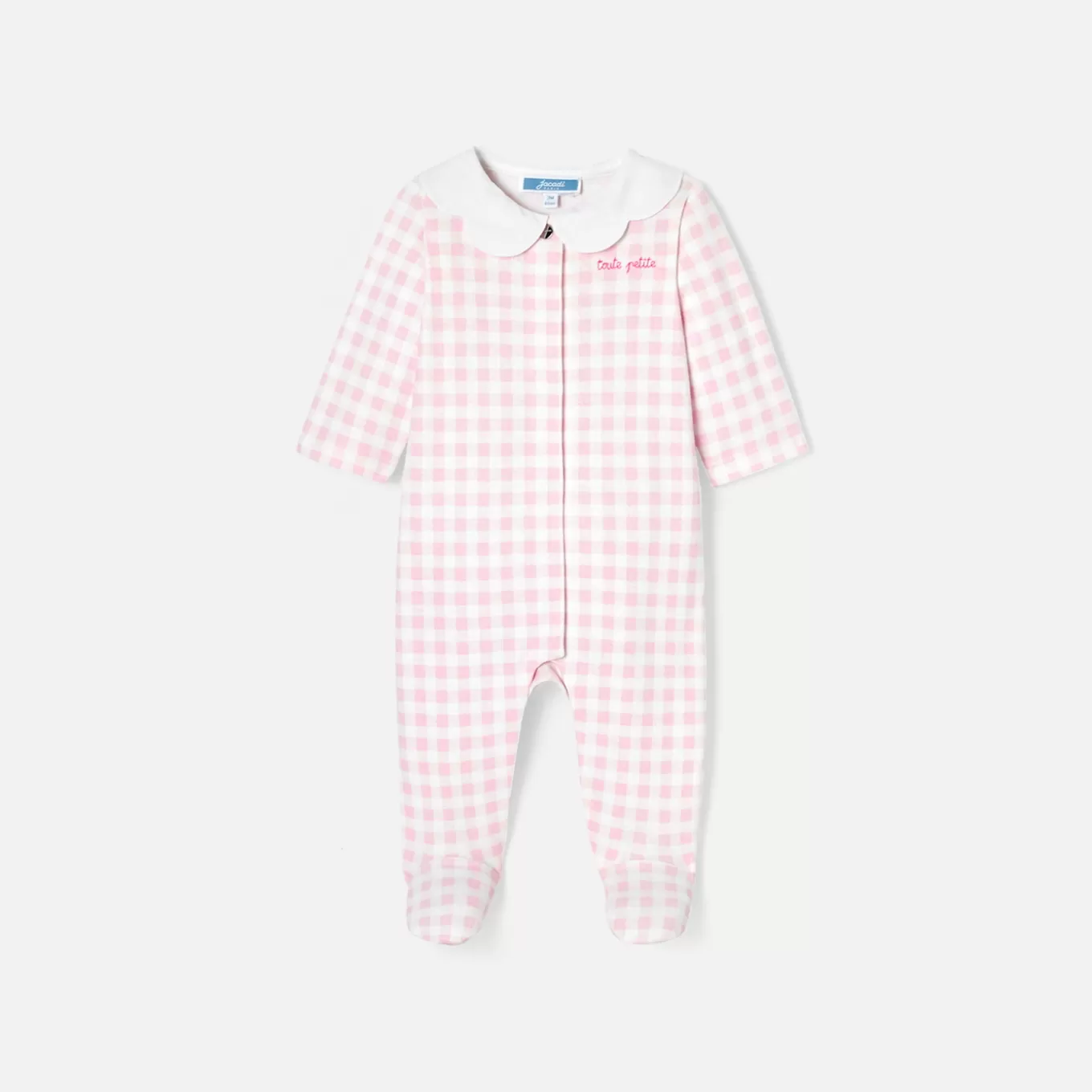Clearance Jacadi Strampler mit bedruckten Vichy-Karos für Mädchen WEISS/ROSA