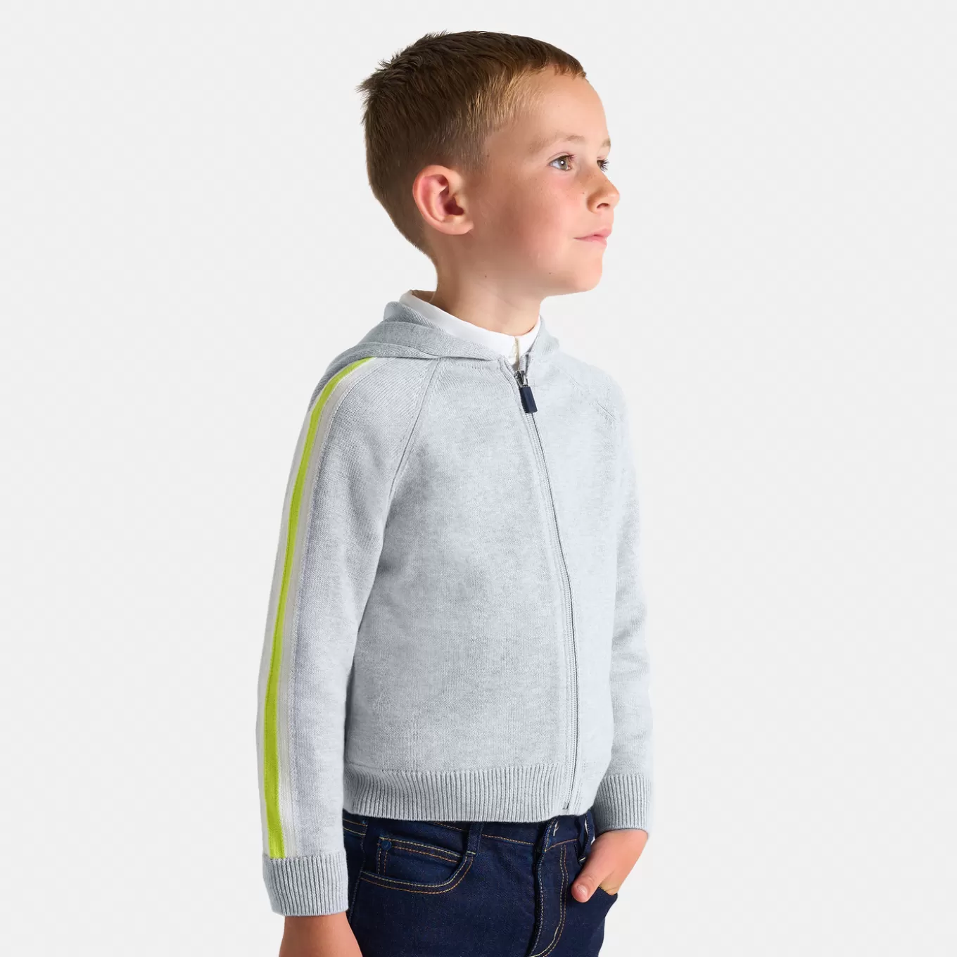 Discount Jacadi Strickjacke mit Reißverschluss für Jungen GRAU MELIERT HELL JACADI