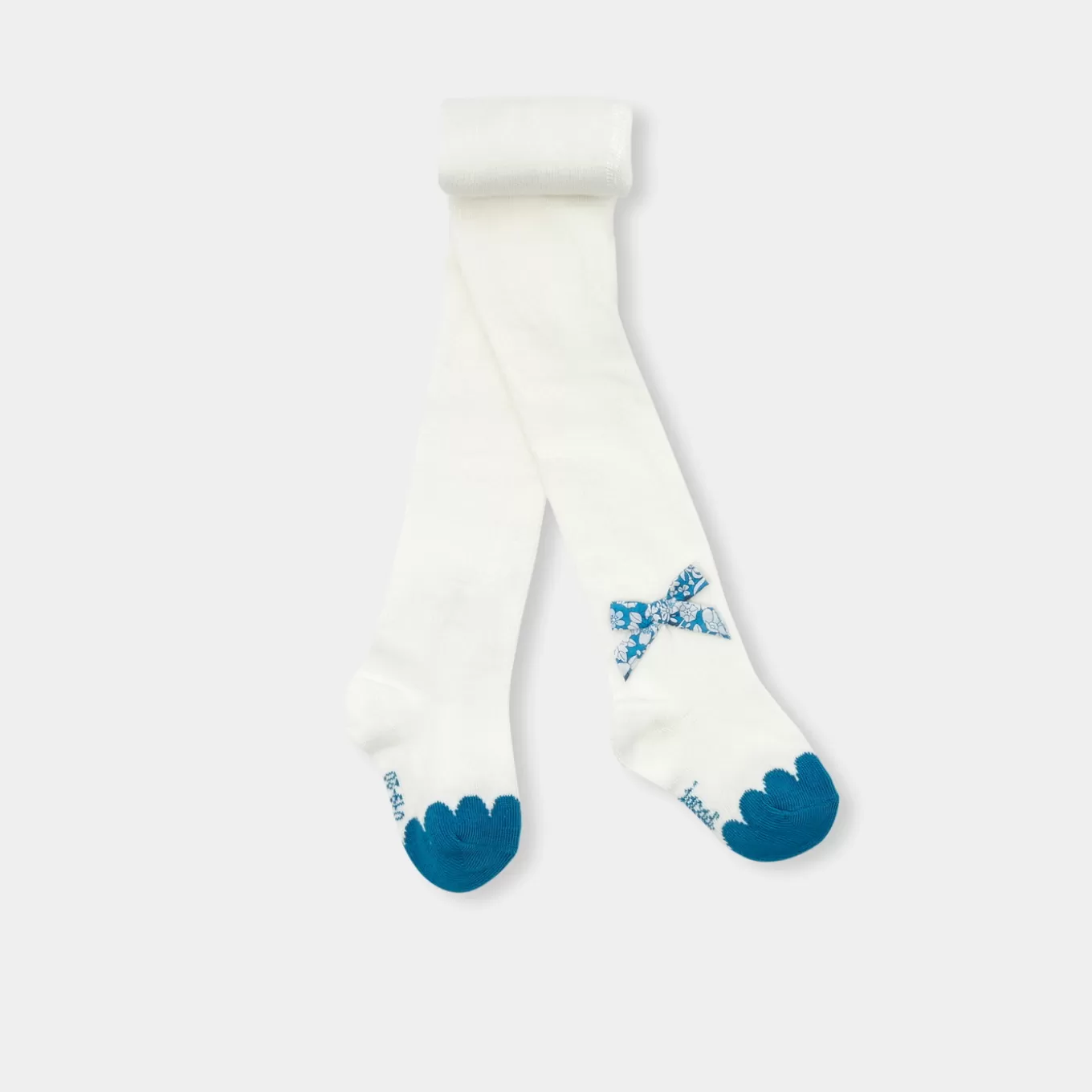 Store Jacadi Strumpfhosen mit Schleife aus Liberty-Stoff für Baby Mädchen WEISS/BLAU