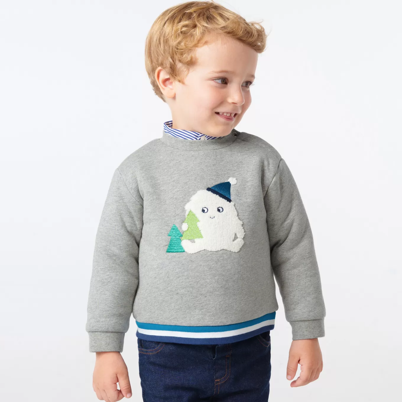 Hot Jacadi Sweatshirt aus Molton für Jungen GRAU MELIERT HELL JACADI