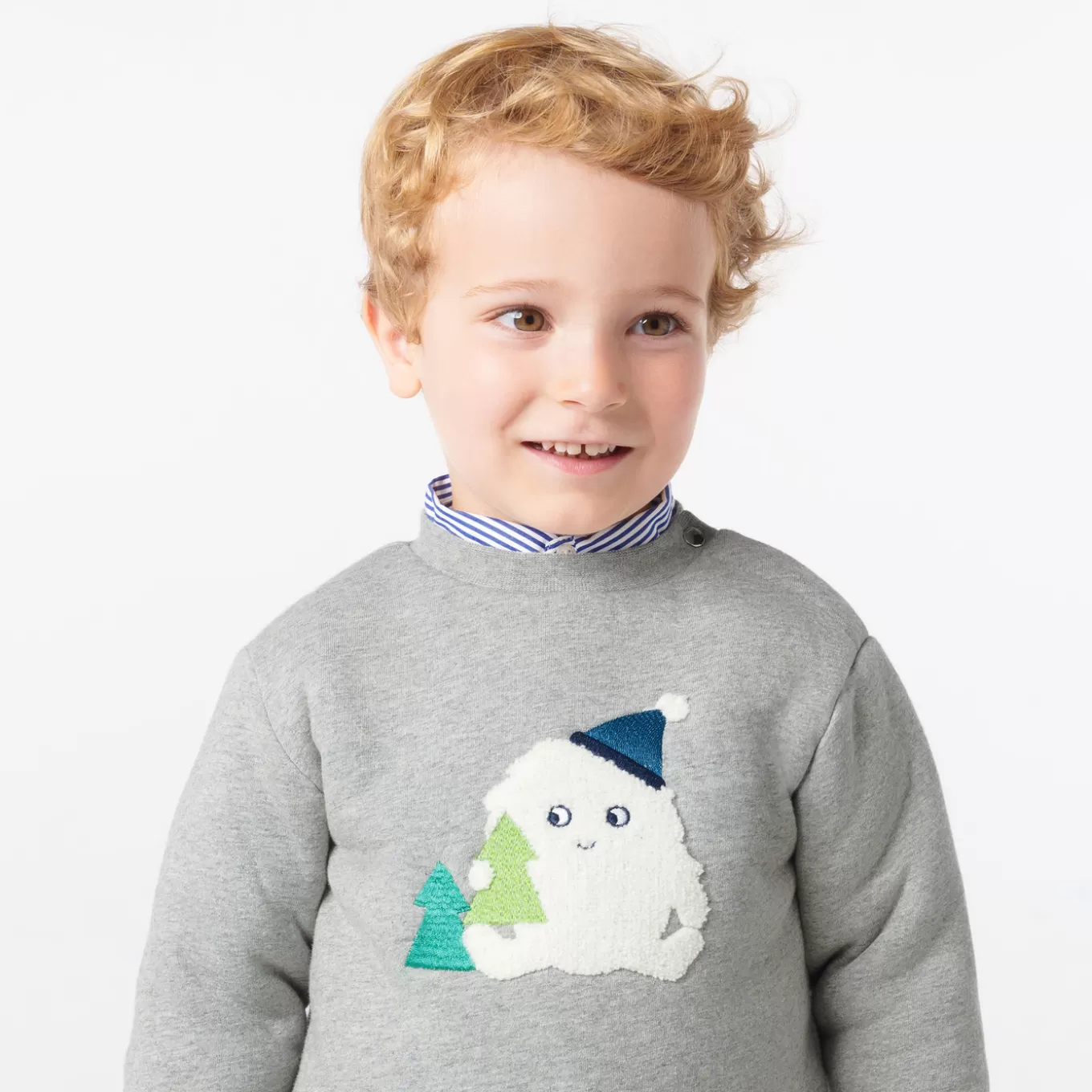 Hot Jacadi Sweatshirt aus Molton für Jungen GRAU MELIERT HELL JACADI
