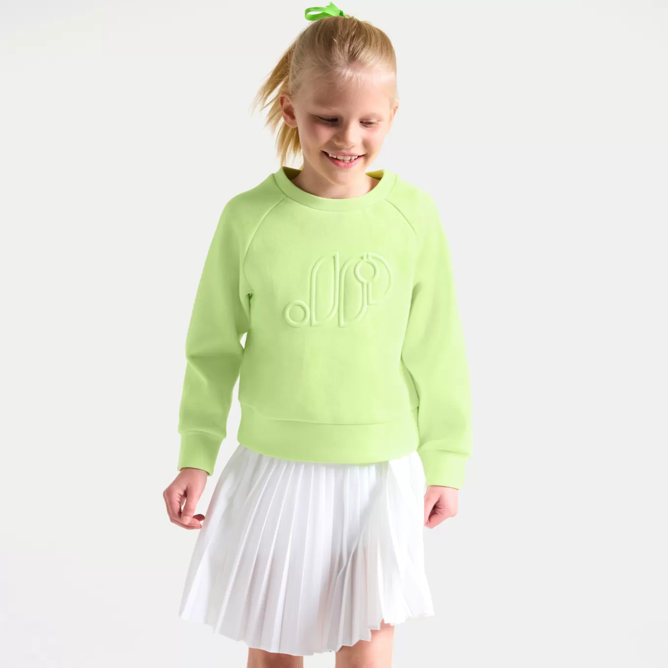 Store Jacadi Sweatshirt für Mädchen aus Piquéstrick ANIS GRÜN