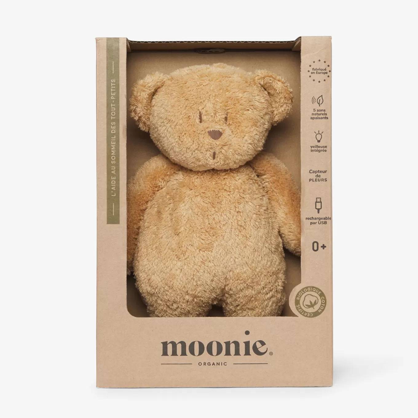 New Jacadi Teddybär-Nachtlicht Moonie mit beruhigendem Rauschen HONIG