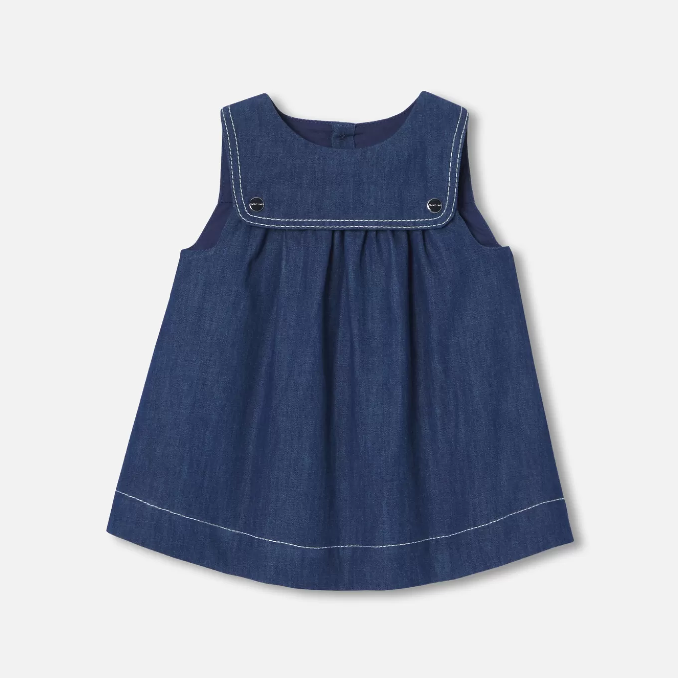 Outlet Jacadi Trägerkleid für Baby Mädchen aus leichtem Denim JEANSDUNKELBLAU