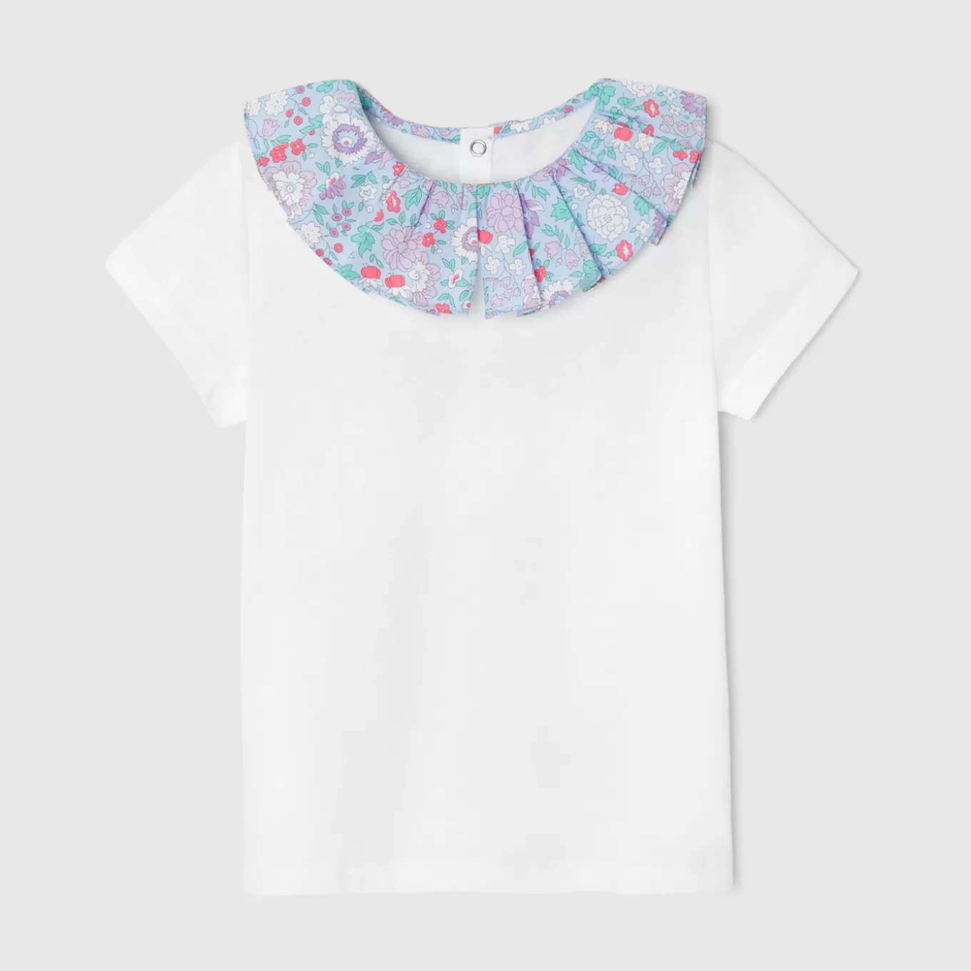 Flash Sale Jacadi T-Shirt für Mädchen, Kragen aus Liberty-Stoff JACADI WEISS