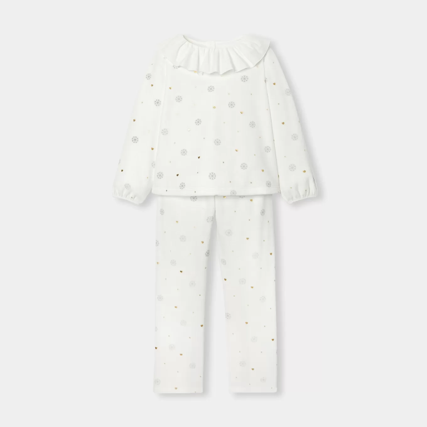 Clearance Jacadi Weihnachtspyjama für Mädchen WEICHES JACADI WEISS