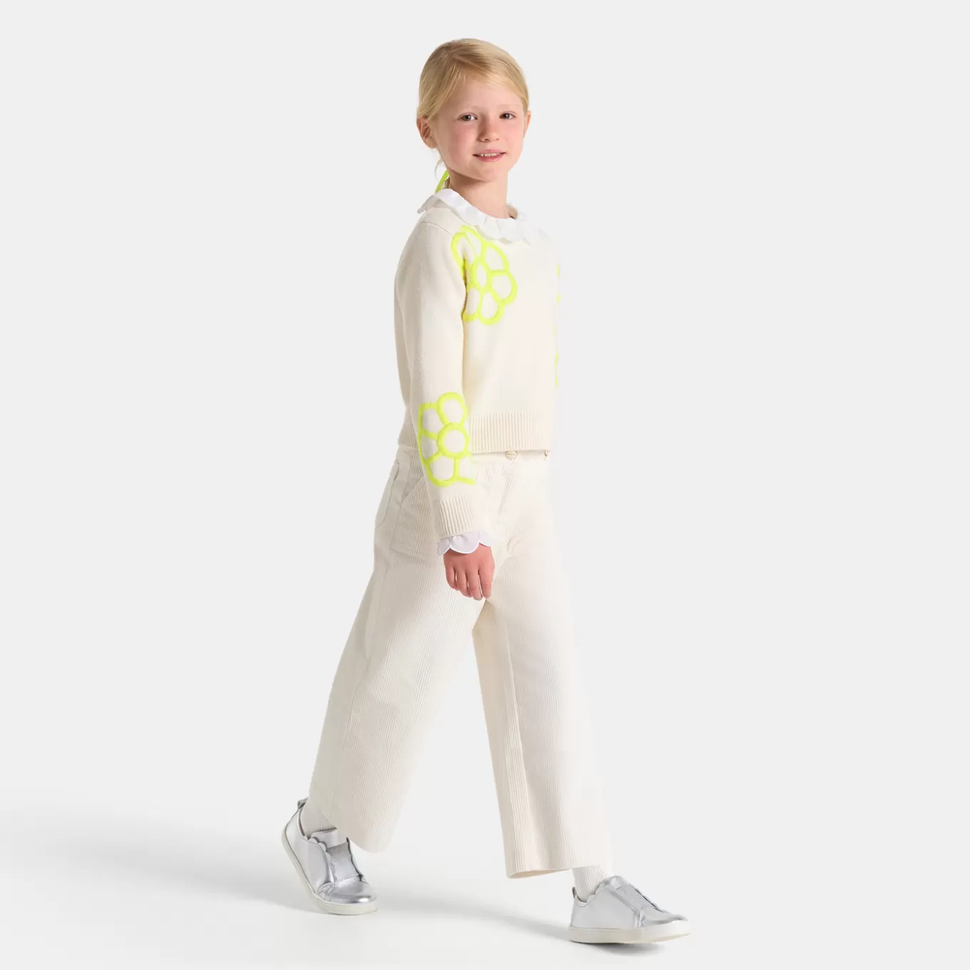 Outlet Jacadi Weite Hose für Mädchen aus Cordsamt WEICHES JACADI WEISS