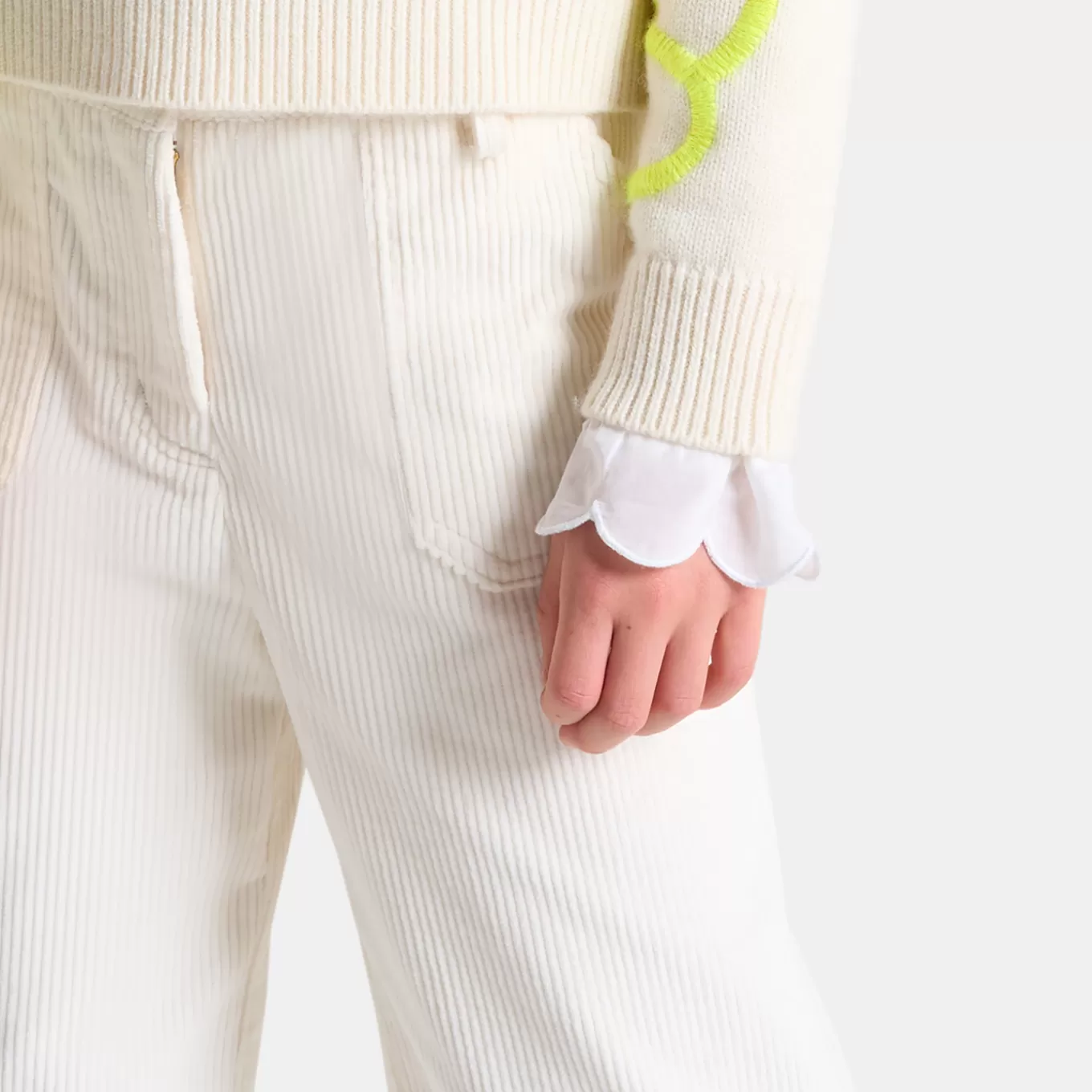 Outlet Jacadi Weite Hose für Mädchen aus Cordsamt WEICHES JACADI WEISS