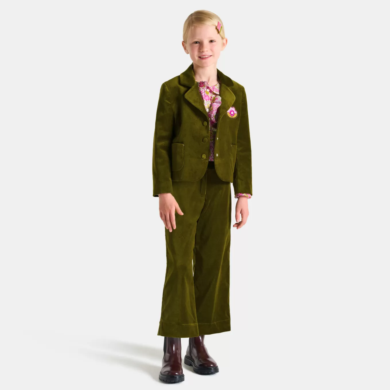 Sale Jacadi Weite Samthose für Mädchen GRÜN OLIVE