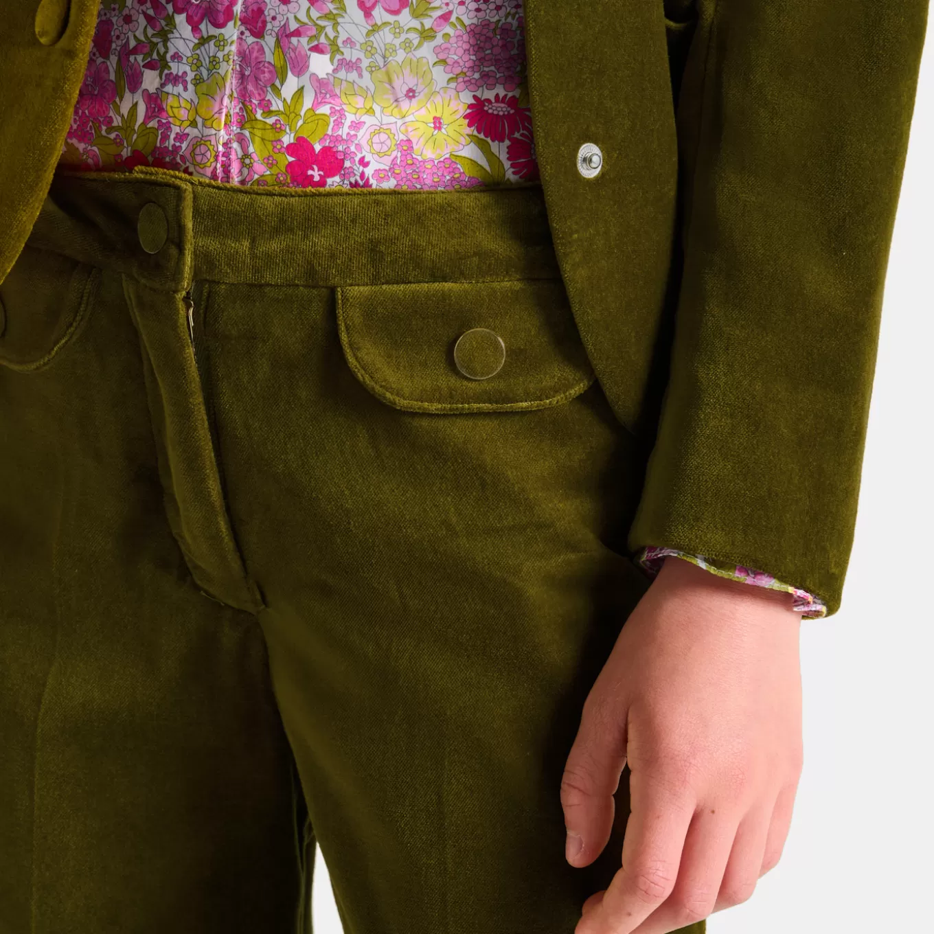 Sale Jacadi Weite Samthose für Mädchen GRÜN OLIVE